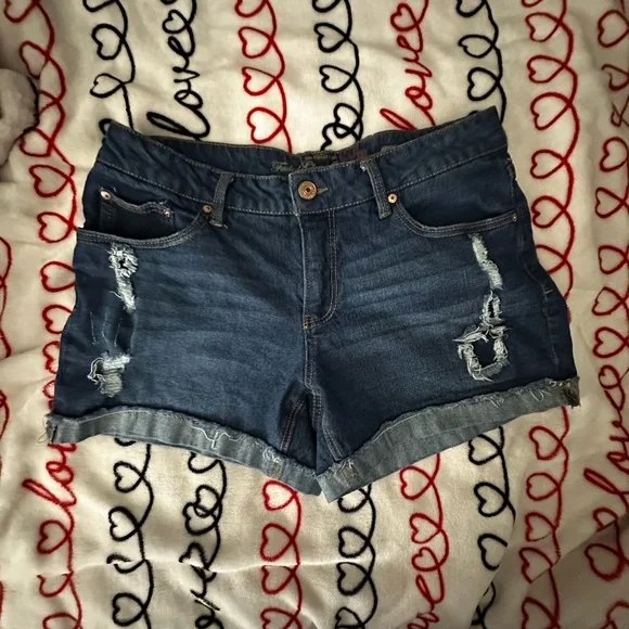 Women's Blue Denim Shorts - Picture 1 of 3